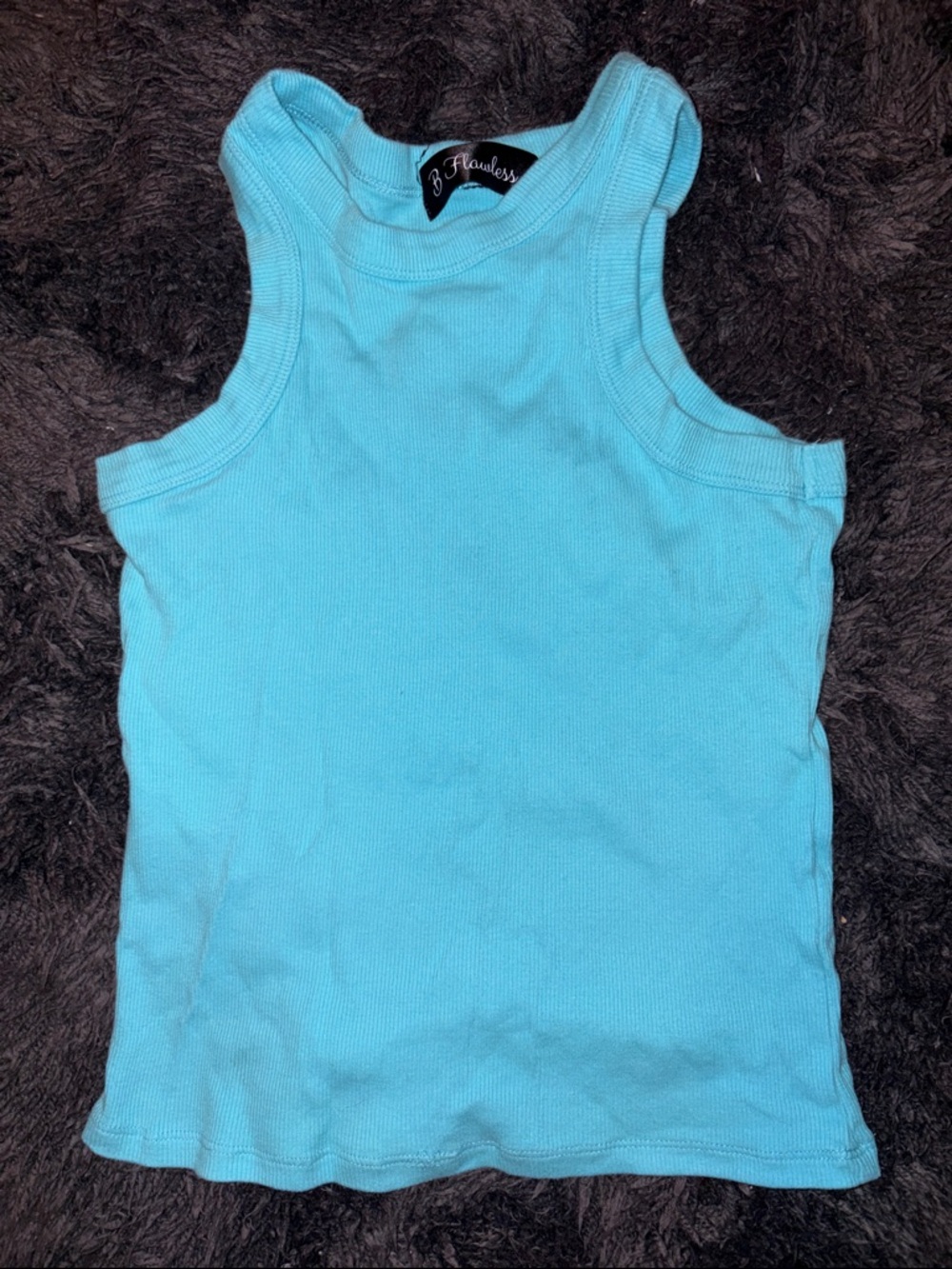 Aqua Ribbed Tank - Slim Crewneck